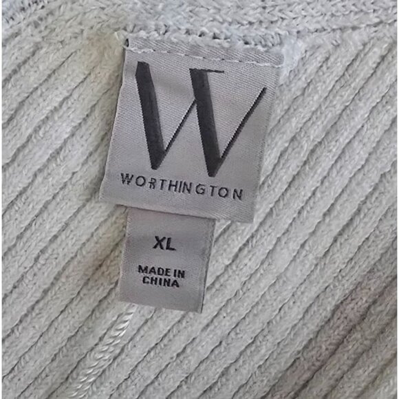 Worthington Womens Ribbed Knit Ivory V-Neck Tank Top XL - Picture 2 of 4